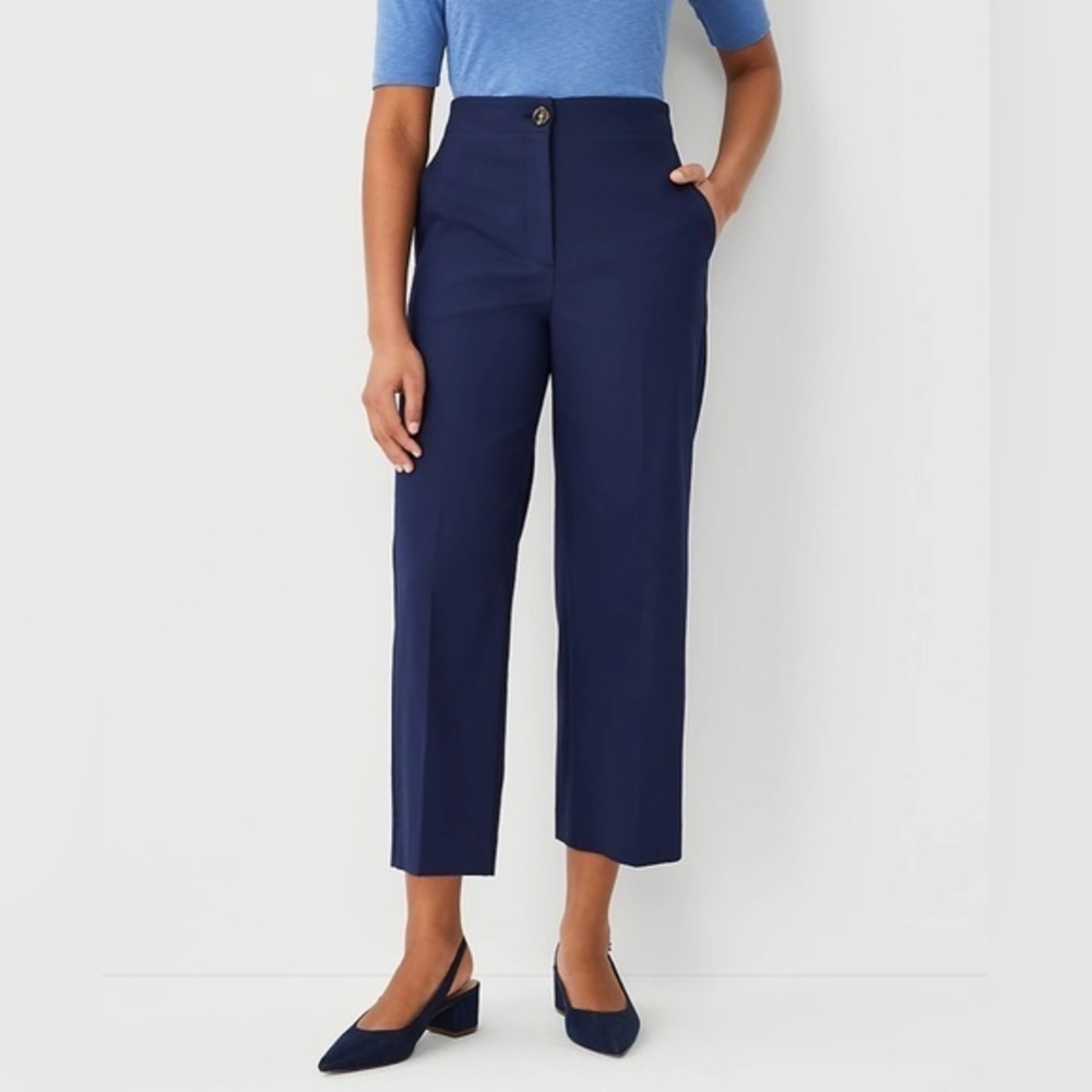 NWT Ann Taylor Navy Blue Wide Leg Crop Pant - Curvy Fit 8